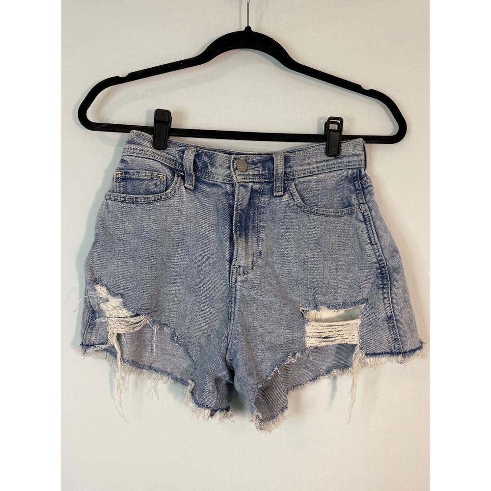 Hollister High Rise Vintage Distressed Denim Shorts Light Wash Size‎ 1 W25